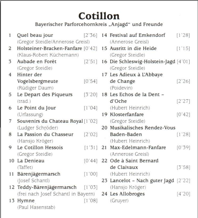 Cotillon - Liste
